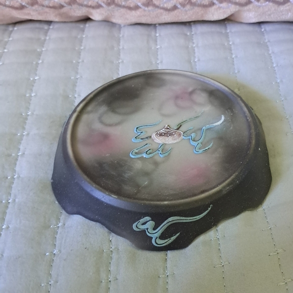 Antique Japanese Moriage Black Shadow White Dragon Ware Nippon Teapot w/Stand - Picture 8 of 15